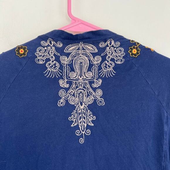 Johnny Was Blue embroidered button up long sleeve cardigan womens size medium - Picture 6 of 7